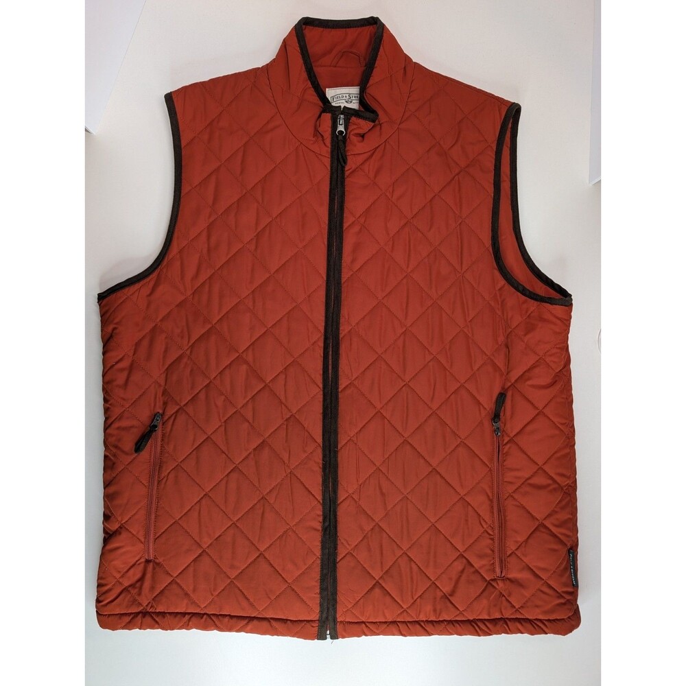 Field & Stream Men's XL Diamond Quilted Vest Rust Orange Full Zip Outdoor